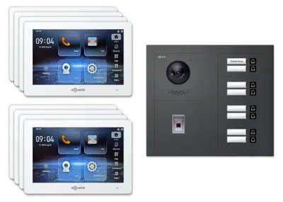 Produktbild von Goliath Premium IP GL-IPH835A Video-Türsprechanlage, 8 Familien, 8× 7 Zoll Weiß, Anthrazit, Unterputz