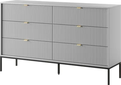 Immagine prodotto di Cassettiera: 6 cassetti, grigio, gambe nere, 154 x 39 x 83 cm