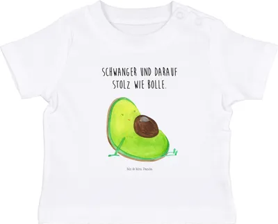 Produktbild von Mr. & Mrs. Panda Organic Baby Shirt Avocado Schwangerschaft 12. - 18. Monat - Weiß - Geschenk, Geburt, Liebe, Babyshower, Babyshirt,  T-Shirt, Schwanger, Top