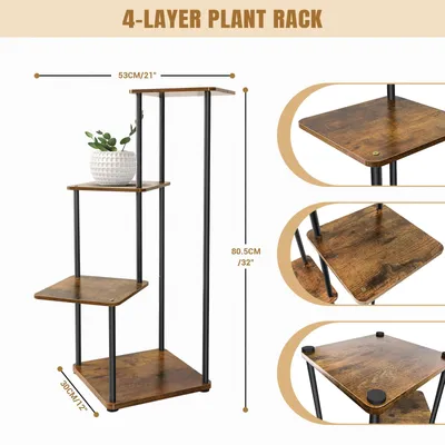 Immagine prodotto di Supporto per piante da interno - Scaffale metallico per fiori - 4 ripiani - Modello angolare - Adatto per diverse piante - Da montare