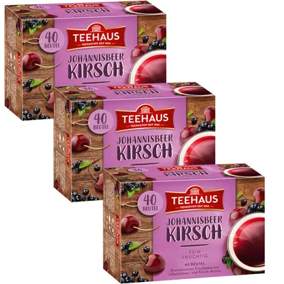 Produktbild von Teehaus Johannisbeer Kirsch Früchtetee fein fruchtig 90g 3er Pack
