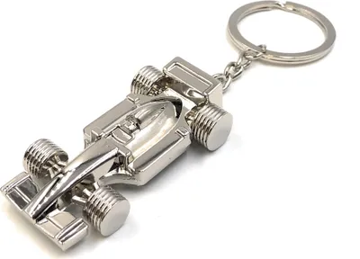 Produktbild von Onwomania Schlüsselanhänger Rennwagen Racecar f1 Silber Metall Anhänger Charm