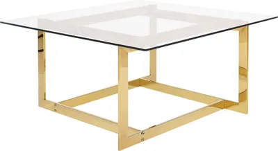 Produktbild von BELIANI Couchtisch Gold Transparent 80 x 80 cm Glasplatte Poliert Glänzende Metallgestell Quadratisch Modern