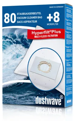 Produktbild von 80 Staubsaugerbeutel + 8 Filter mehrlagiges Micro-Vlies für MIELE geeignet und kompatibel mit Swirl M40 M49 M54 M55 & Miele Typ G/N GN - dustwave® Markenstaubbeutel Germany