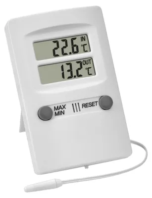Produktbild von TFA Dostmann Digitales Innen-Außen-Thermometer, 30.1009, Innen- und Außentemperatur, Höchst- und Tiefstwerte, funktionales Design, Temperaturstation,
