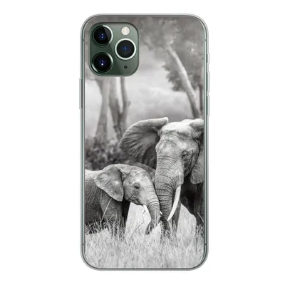Produktbild von MuchoWow® Handyhülle Schutzhülle Hülle für iPhone 11 Pro Elefant - Tiere - Natur - Schwarz und weiß Silikon Softcase Handy Hülle - Handy