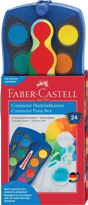 Produktbild von CONNECTOR Farbkasten - 24 Farben inkl. Deckweiß blau. Packung mit 12 Stück