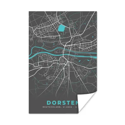 Produktbild von MuchoWow® Poster Blau - Deutschland - Karte - Stadtplan - Dorsten 40x60 cm - Plakate für die Wand - Poster Babyzimmer
