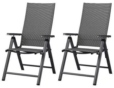 Produktbild von LIVARNO home Alu-Hochlehner Gartenstuhl Klappstuhl Houston 2er Set grau
