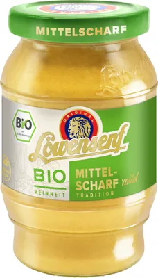 Verpackungsbild Löwensenf mittelscharf mild Bio im Glas servieren 250ml