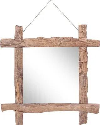 Obrázok produktu pre Zrkadlo z polienok, prírodné 70x70 cm,recyklované tíkové drevo