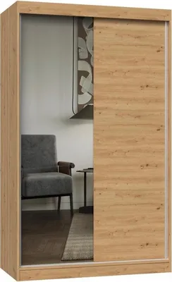 Immagine prodotto di Armadio moderno IGA con ante scorrevoli e specchio – 120 cm | Colore: rovere artigianale