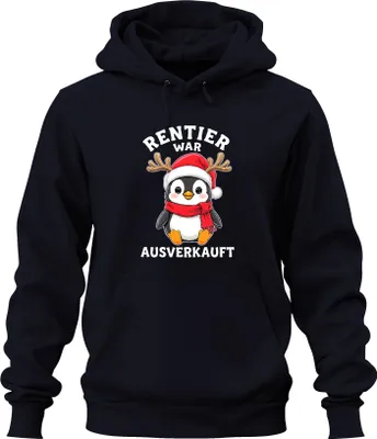 Produktbild von Rentier war t Pinguin Weihnachten lustig Geschenk Uni Hoodie Kapuzenpullover, Navy, L