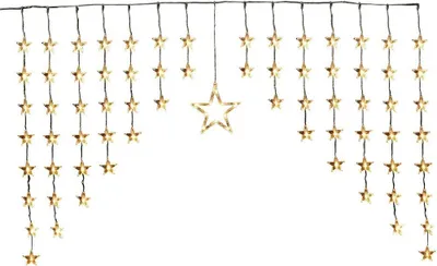 Produktbild von LED Lichtervorhang 70 kleine Sterne 1 großer 135x95cm mit Timer 35649
