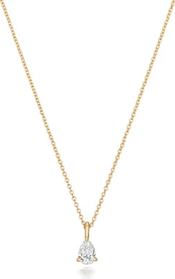 Produktbild von Funkelndes Feuer Elegante 18 Karat (750) Gold Damen - Diamant Anhänger mit Kette Tropfen-Schliff 0.19 Karat - 46cm; TRS3737218KY