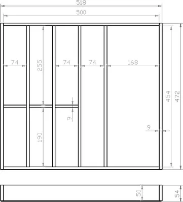 Produktbild von Besteckeinsatz BUCHE 60er Schubl. B 518 x T 472 BLUM Legra 19 mm Schubladen