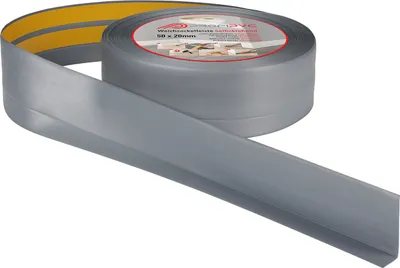 Produktbild von ProfiPVC Weichsockelleiste PVC 50x20mm 20 Meter selbstklebende Bodenleiste Knickleiste weiche Sockelleiste, Silber