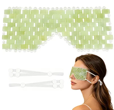 Image de Masque pour les yeux 100% naturel en jade – Réutilisable – Réduit les gonflements – Soulage la fatigue oculaire – Apaise – Convient à tous les types de peau – Compresse pour les yeux