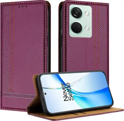 Obrázek produktu pro Pouzdro na mobilní telefon pro OnePlus Nord 3 kožené flipové ochranné pouzdro s funkcí stojánku fialové