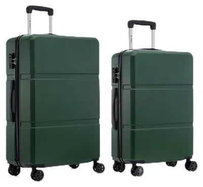 Produktbild von Hartschalen-Reisekoffer mit TSA-Schloss und YKK-Reißverschluss, Trolley-Kabinenkoffer mit 4 Rollen (Dunkelgrün, L-XL-Set)