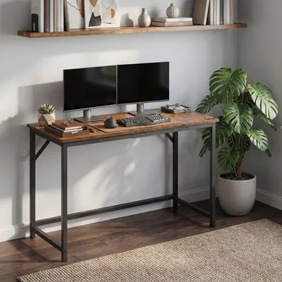 Produktbild von VASAGLE Tisch für Homeoffice, stabiler Computertisch, leichter Aufbau, Vintagebraun und Tintenschwarz