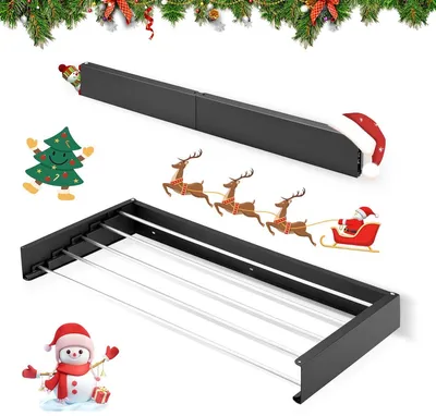 Produktbild von GJCrafts Wäscheständer, 100 cm ausziehbarer, an der Wand montierter Wäscheständer, faltbarer Wäscheständer für den Innen- , Außenbereich, kompaktes , prägnantes Design, platzsparend