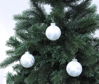 Produktbild von JACK 12x Glas Eislack Christbaumkugeln 6cm Thüringer Weihnachtskugeln Kugeln, Farbe:Weiß Eislack