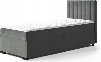 Produktbild von Bett Boxspringbett Continentalbett ERYK mit Bonell Matratze und Topper , Einzelbett mit Container , H3 ( 90x200 cm , Dunkelgrau - Mono 247 )