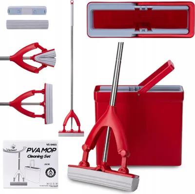 Produktbild von Flache Schwammhandwaschbürste Mit Ausdrücker Set Faltbarer Eimer Valsar-Stock