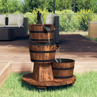 Image de Vidaxl Wasserbrunnen mit Pumpe und Rädern 55 x 55 x 80 cm Festkieferholz