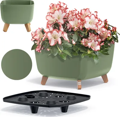 Image de Pot de fleurs Pot de jardin 39 cm sur pieds Décoratif vert