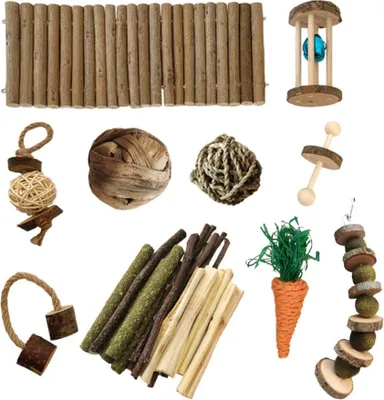 Obrázek produktu pro 10PCS Set králičí žvýkací hračky pro zuby, přírodní králičí hračka Applewood Grass Timothy Sticks Chew And Treat