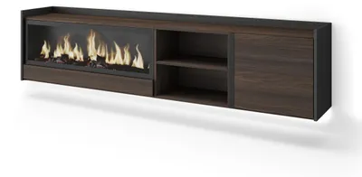 Immagine prodotto di Mobili TV effetto legno rovere e nero 212x35x50cm camino effetto fuoco