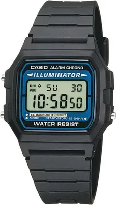 Zdjęcie produktu dla Zegarek Casio Vintage Męski Czarny, Illuminator, Chronometraż 1/100 sek, Alarm Dzienny, Żywica Czarna