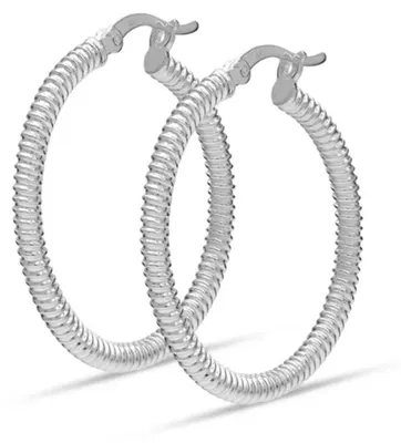 Immagine prodotto di Bibei Klobige, orecchini a cerchio strutturati da donna in argento sterling 925, modello BIPE034