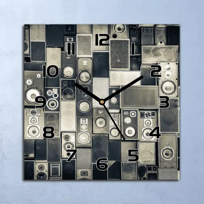 Produktbild von Wanduhr Echt-Glas-Küchenuhr Kassettenrecorder Quarz Lautlos 30x30 Deko Bilder