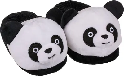 Produktbild von Panda Kuschel Hausschuhe schwarz/weiß Gr. 31 - 42 Fun Kinderhausschuhe, Schuhgröße:41 - 42