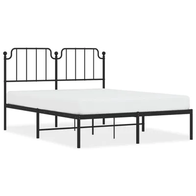 Produktbild von vidaXL Bettgestell mit Kopfteil Metall Schwarz 135x190 cm