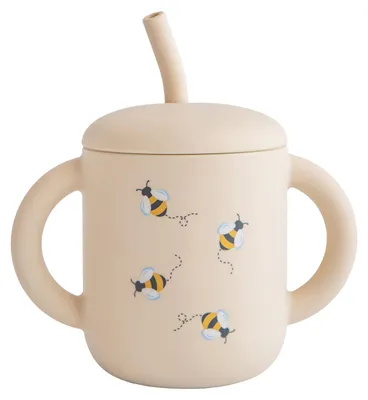 Produktbild von MUSHIE Silikon Trinklernbecher mit Strohalm - Bees - 175 ml