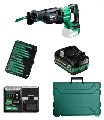 Produktbild von HiKoKi Akku-Säbelsäge CR36DAW4Z +Säbelsägeblatt Set+Akku+Schnellladegerät+Koffer