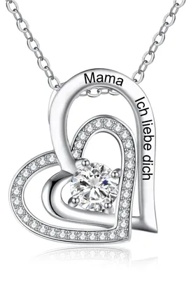 Produktbild von SHECOOL Kette mit Gravur Mama Ich liebe dich,Damen Halskette Gravur 925 Sterling