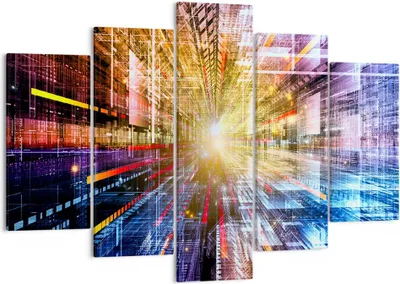 Produktbild von Bild auf Leinwand - Leinwandbild - Grafik Computer Raum Geometrie - 150x100cm - Wand Bild - Wanddeko - Leinwanddruck - Bilder - Kunstdruck - Leinwand bilder - Wandkunst - EA150x100-2350