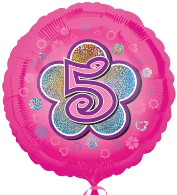 Produktbild von amscan ZAHL 5 ROSA BLUMEN FOLIENBALLON FOLIENBALLON