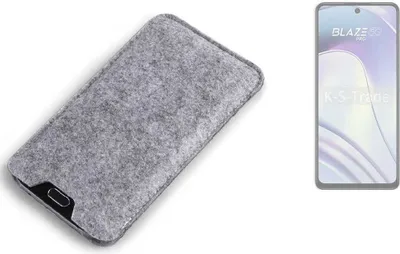 Produktbild von K-S-Trade Filz Handyhülle kompatibel mit Lava Blaze Pro 5G Schutzhülle Filztasche Filz Tasche Case Sleeve Handy Hülle Filzhülle grau