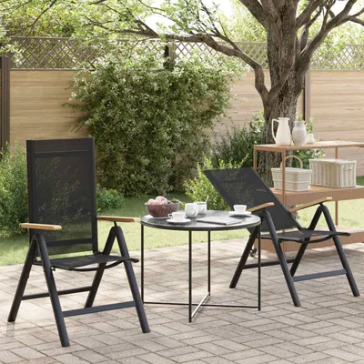 Produktbild von PUEAZU Liegestühle für den Garten 2 stk. Schwarz Textilene - Gartenstühle &34347