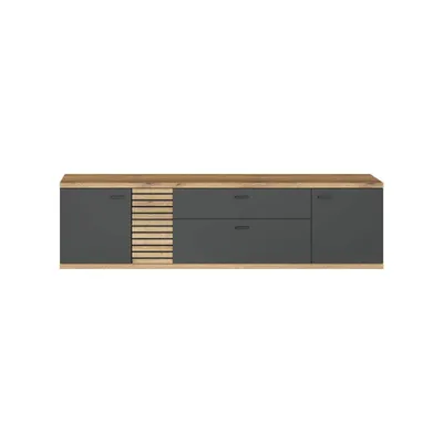 Produktbild von Norris WO:Ko.+Fr.Anthrazit Melamin/ Evoke Oak NB mit schwarzen Rillen,TV-Lowboard