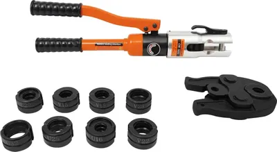 Immagine prodotto di Pressa idraulica per tubi - Utensile di pressatura per tubi in rame - 10 t - 12–28 mm - Alluminio/acciaio - Arancione