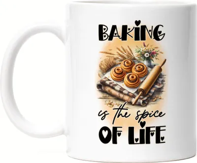 Produktbild von Baking is the Spice of Life Tasse Weiß Backen mit Liebe Bäcker Geschenkidee Küche