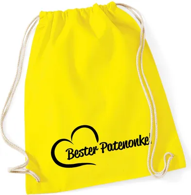 Produktbild von Huuraa Turnbeutel Bester Patenonkel Herz 12 Liter Yellow Baumwolle Rucksack Geschenkidee
