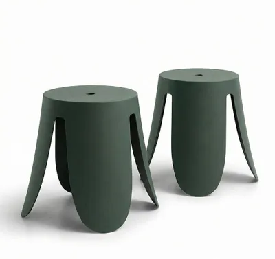 Produktbild von Set mit 2 stapelbaren Hockern aus glasfaserverstärktem Polypropylen für Innen- und Außenbereich, modernes Design, robust für Garten, Terrasse, Bar und Küche - Trevi